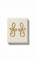 Satin Gold Script Pendant Earrings